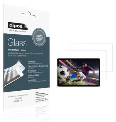 Produktbild von 2x Schutzfolie für Zentality C-710P 10.1 - Anti-Shock 9H Folie dipos Glass Kunststoffglas