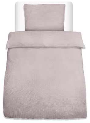 Produktbild von Beautissu 2tlg Seersucker Bettwäsche 135x200 cm & Kopfkissen 80x80 cm, Taupe