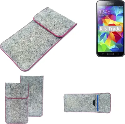 Produktbild von K-S-Trade Handy Schutz Hülle kompatibel mit Samsung Galaxy S5 Plus Schutzhülle Handyhülle Filztasche Pouch Tasche Case Sleeve Filzhülle hellgrau