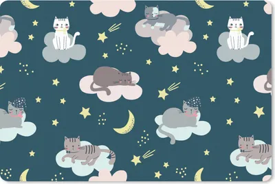 Produktbild von MuchoWow® Schreibtischunterlage Muster - Katze - Mond - Jungen - Mädchen - Kinder - Kind 60x40 cm - XXL Mauspad - Großes Mauspad
