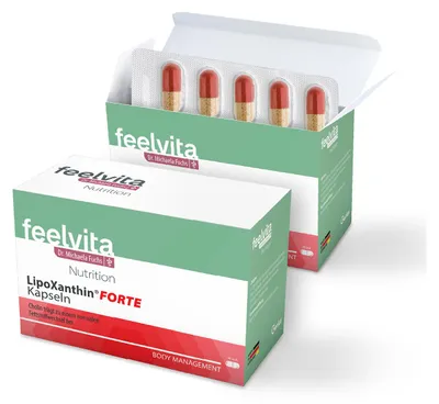 Produktbild von Genius Feelvita Nutrition LipoXanthin Forte Stoffwechsel Kapseln- für normalen Blutzuckerspiegel & Stoffwechselfunktionen, 6 Monatsvorrat (180 Stück)