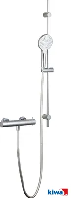 Produktbild von Duschset Dusche Duscharmatur Brausebatterie mit Thermostat und Brausestange mit Brausehalter, Handbrause & Brauseschlauch, chrom