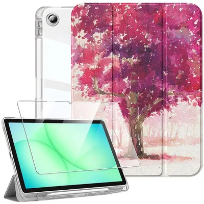 Image de Coque + Verre Trempé pour Samsung Galaxy Tab A11 Plus / A9 Plus, Protection Antichoc Motif Arbre