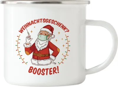 Produktbild von A Christmas Shot for you Emaille-Tasse humorvoller Weihnachtsmann Impfung Christmas Present Weihnachten ist wieder da