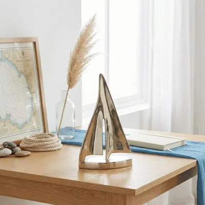 Produktbild von Segelboot Skulptur Aluminium, silbern, glänzend, H.31 cm