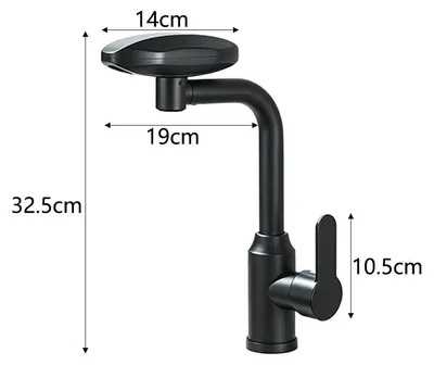 Produktbild von Küchenarmatur - Wasserfallarmatur - Schwarz - Einhebelmischer - Warm- und Kaltwasser - 360° schwenkbar - 3 Strahlarten - Einlochmontage