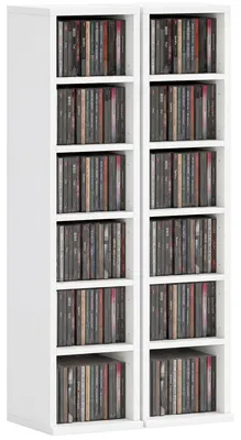 Zdjęcie produktu dla SUGIFT, stojak na płyty Blu-Ray z regulowanymi półkami, organizer na media, kolor biały