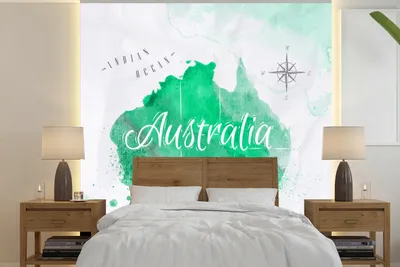 Produktbild von MuchoWow® Fototapete für Wohnzimmer oder Schlafzimmer Wandtapete Vinyl Motivtapete Australien - Weltkarte - Aquarell - 240x240 cm - Schlafzimmer-Tapete