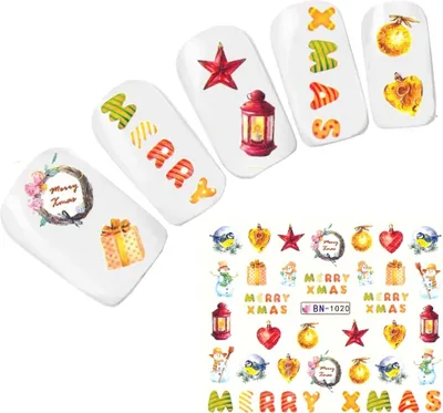 Produktbild von Tattoo Nail Art Nikolaus Weihnachten Schneemann Aufkleber Nagel Sticker