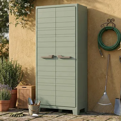 Immagine prodotto di Dmora Armadio da Esterno Quesnel 44x80x182h cm Grigio, Apertura Battente 2 Ante  Italy