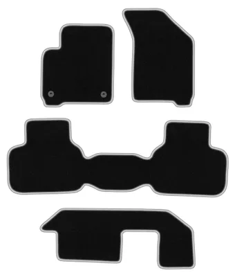 Produktbild von Velours-Fußmatten für Fiat Freemont 2011-2016 (7-Sitzer) – 4-tlg, Schwarz/Silber, passgenau – Wielganizator CARLUX