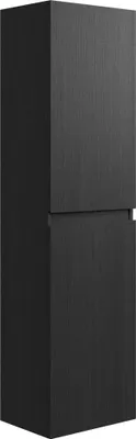 Productafbeelding van Badplaats Badkamerkast Angela 40 x 30 x 150 cm – Zwart Hout – Hangende Kolomkast met 2 Deuren