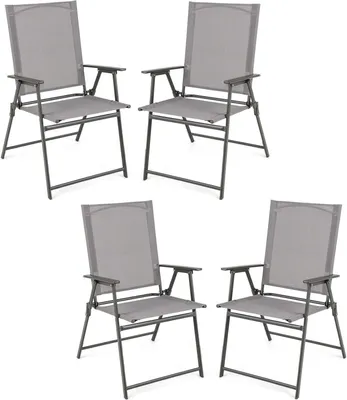 Obrázek produktu pro KOMFOTTEU sada 4 zahradních židlí, přenosné skládací židle s područkami, balkonové židle s ergonomickým opěradlem, kempingové židle do 150 kg