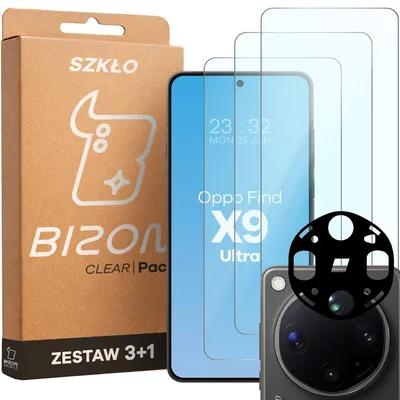 Produktbild von 3x Gehärtetes Glas + Kameraschutz für Oppo Find X9 Ultra, Bizon Glass Clear Pack