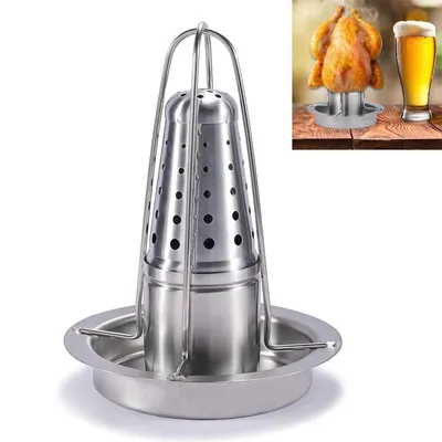 Produktbild von Hähnchenbräter, 1 Stück Edelstahl Hähnchengrill, Bierdose Hähnchenhalter Grill, Geflügelbräter mit Abtropfschale für Backofen & Grill