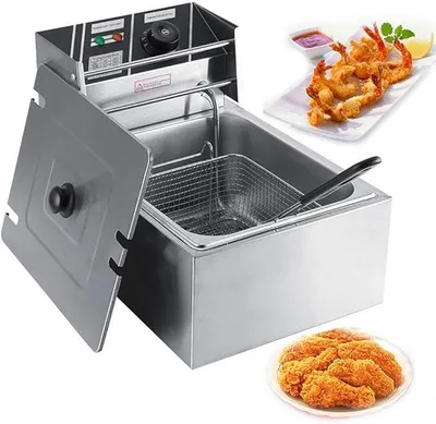 Produktbild von Elektrische friteuse mit öl,6L-Gewerbliche Fritteuse,Profi Gastronomie Kaltzonen Fritteuse mit Korb und Temperaturregler für den gewerblichen