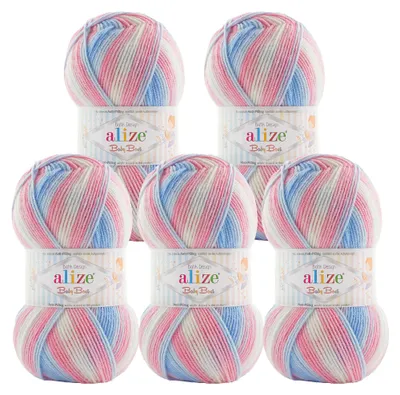 500g Baby-Wolle Strickgarn ALIZE Baby Best Batik 7935 mehrfarbig