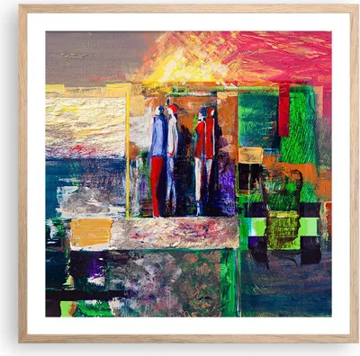 Produktbild von Gerahmtes Poster - Rahmen in heller Eiche - Abstraktion modern - 60x60 cm - Wand Bild - Wanddeko - Wandbilder - Wandposter - Bilderrahmen - Bilder - Kunstdruck - Wandbild - P2NAC60x60-3670