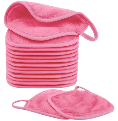 Zdjęcie produktu dla Ręczniki do demakijażu z mikrofibry, różowe, 15 sztuk, 15x15 cm, nadają się do prania