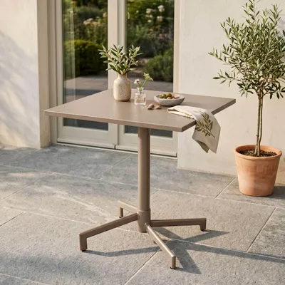Immagine prodotto di Tavolo da giardino bistrot quadrato con piano pieghevole tortora - Oviala Palavas