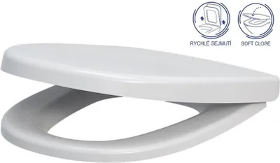 A white toilet seat and lid, shown open, on a white background.