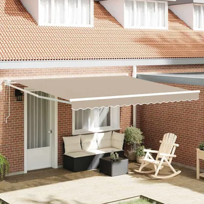 Produktbild von Einziehbare Markise Beige 400 x 300 cm Polyester und Aluminium