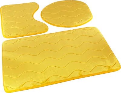 Produktbild von Badezimmer Teppiche Sumba Honig 23 - Dreiteilig 3 Stück: Teppich 45x75+ Unterlage 45x35+ Auflage 44x38