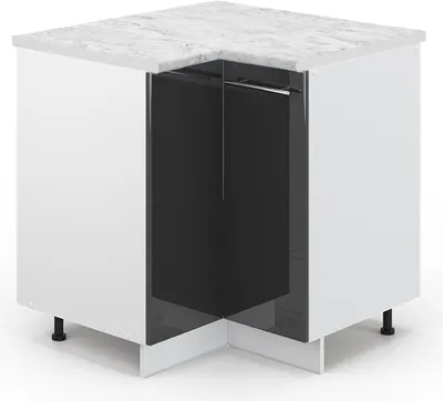 Produktbild von Eckunterschrank Vicco Fame-Line Anthrazit Hochglanz 80.5 cm , AP Marmor, Model 46398
