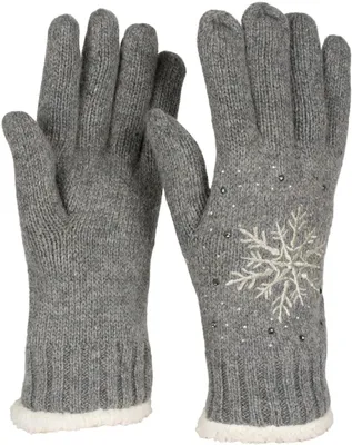Produktbild von styleBREAKER Damen Strickhandschuhe Schneeflocke, Grau