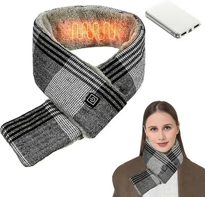 Produktbild von Beheizter Schal, Heizschal mit 5000 mAh Powerbank, Elektrischer Halswärmer mit 3 Stufen Einstellbarer Temperatur, Uni Winter Heizschal für Outdoor Jagd Hundespaziergang Camping