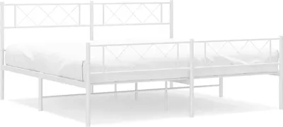 Produktbild von vidaXL Bettgestell mit Kopf- und Fußteil Metall Weiß 193x203 cm
