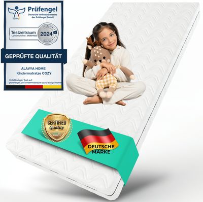 Alavya Home® Kindermatratze 90 x 200cm COZY PLUS Kaltschaummatratze 200x90x16 cm - Weiß