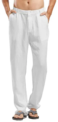 Productafbeelding van Solidchoice - Heren Leren Lange Broek voor Zomer in Wit
