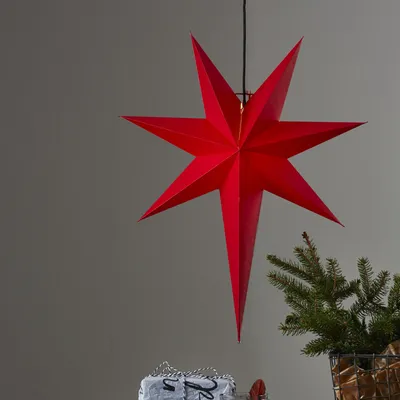 Papierstern 'Rozen' - hängend - 7-zackig - Ø 55cm, H: 65cm - E14 Fassung - inkl. Kabel - rot