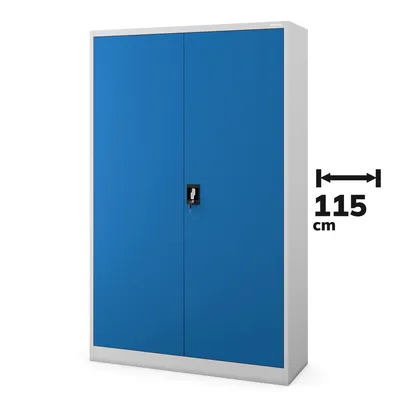 Produktbild von Büroschrank Aktenschrank XXL Metallschrank Flügeltüren Stahlblech Pulverbeschichtung 185 cm x 115 cm x 40 cm Farbe:  Grau-blau