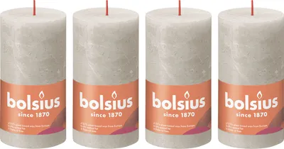 Produktbild von 4er-Set Stumpenkerze - Höhe 13 cm - Durchmesser 6,8 cm - Rustik - Sandgrau