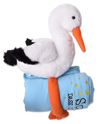 Produktbild von TE-Trend Kuscheltier Storch 38cm Plüschtier Stofftier mit Decke 100x80cm