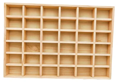 Holz-Aufbewahrungsbox mit 36 Fächern, 35x24x3,5 cm