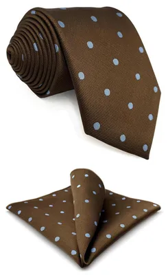 Produktbild von Krawatten-Set Herren Braun mit Blauen Punkten Extra Lang 160cm + Einstecktuch