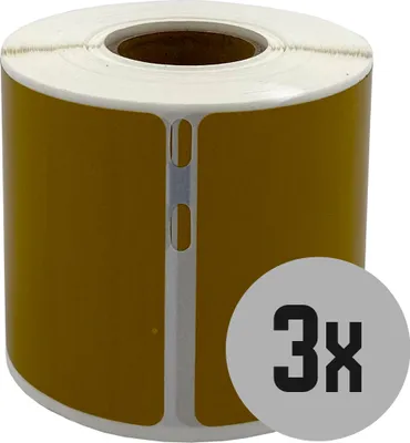 Produktbild von DULA Etiketten - Kompatibel mit Dymo Compatible labels - Goud - 99014 - S0722430 - Verzend- en naambadge etiketten - 3 rollen - 101 x 54 mm - 220 labels per rol