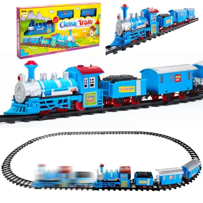 Produktbild von MalPlay Rennstrecken-Set mit Zug | Bahnstrecke| Rennwagen-Bahn | Zug mit Waggons | Spielzeug für Kinder ab 3 Jahren