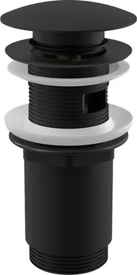 Produktbild von alcadrain Ablaufventil für das Waschbecken CLICK/CLACK 5/4" Ganzmetal mit Überlauf, großer Stopfen Schwarz-Matt