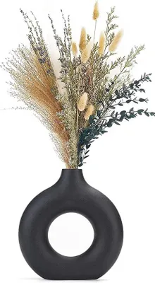 Produktbild von Famanu Vase Blumenvasen - Matt Schwarz, Donut-Design