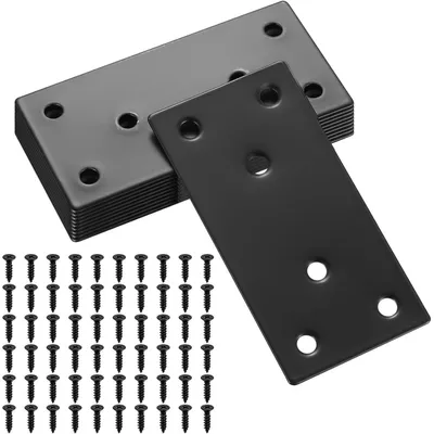 Produktbild von Flachverbinder Edelstahl Schwarz 80x40mm 10 Stück