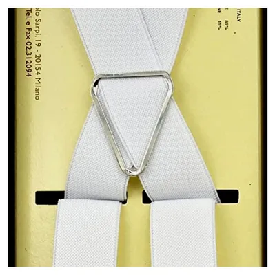 Produktbild von Schmale elastische Hosenträger, 2,5 cm, Oxford, einfarbig, Herren/Damen,  Italy, Weiß, Einheitsgröße