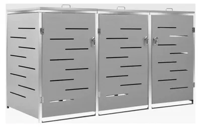 Produktbild von Mülltonnenbox für 3 Tonnen 207x77,5x115 cm aus Edelstahl