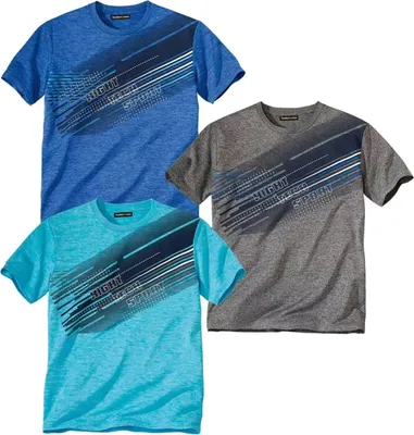 Produktbild von Atlas For Men - T-Shirt für Herren (3er-Pack) AF1264 (XL) (Grau/Blau/Türkis)