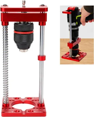 Imagen del producto de Soporte para taladro, portátil, con tensión y sujeción ajustables, compatible con taladros de 1,5 a 13 mm, ideal para trabajos en madera