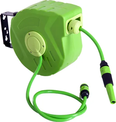 Produktbild von Outsunny Schlauchtrommel 10+1m Schlauchaufroller Automatik schwenkbar Druckluft Garten 180° schenkbar Druckluftschlauch Grün
