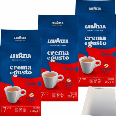 Produktbild von Lavazza Crema e Gusto gemahlen 3er Pack (3x250g Packung) + usy Block
